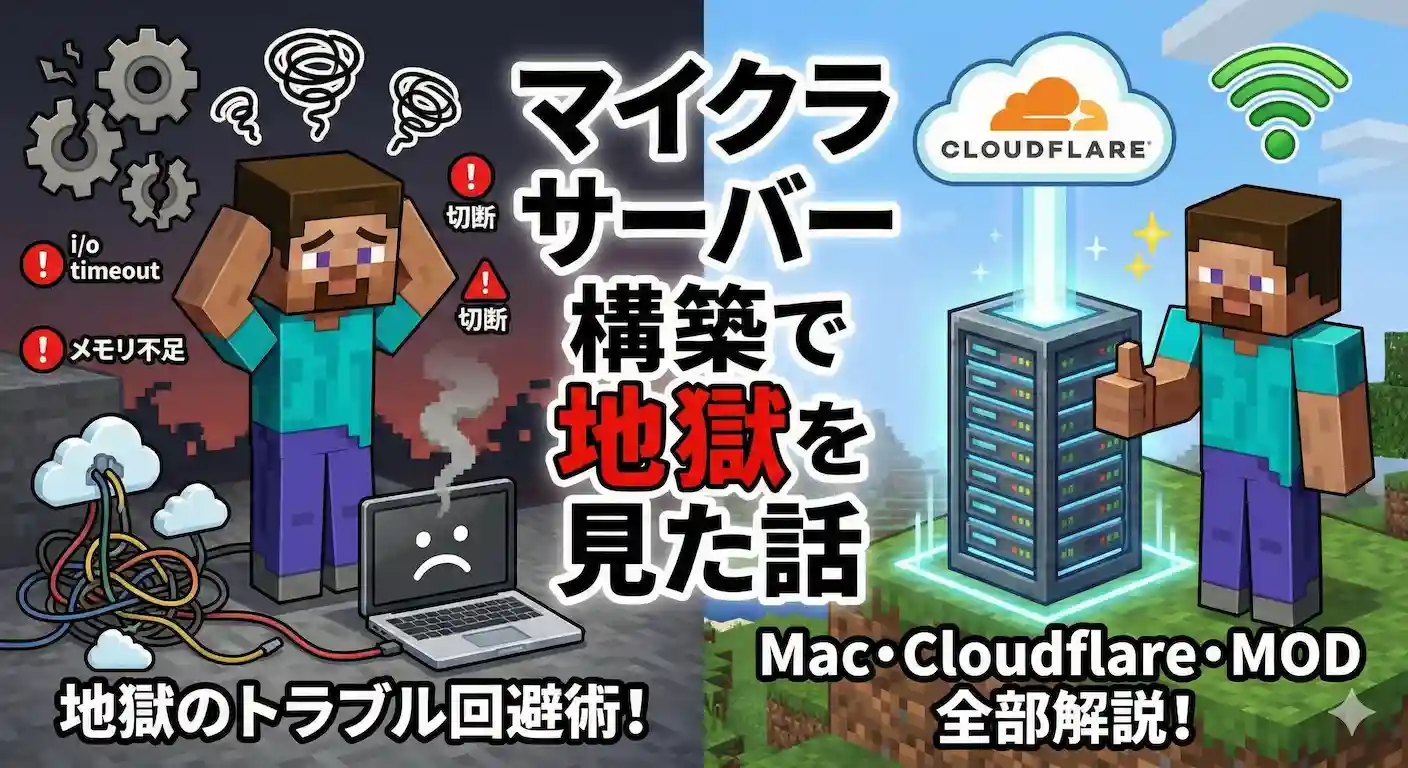 【実体験】Minecraft サーバー構築で地獄を見た話｜Cloudflare Tunnel・Wi-Fi問題・Macの罠まで全部解説