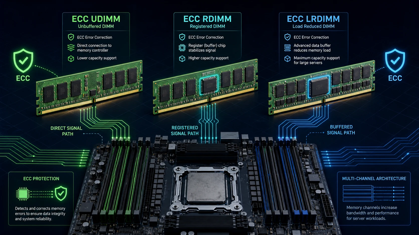 RDIMM・LRDIMM・ECCメモリの違いと選び方